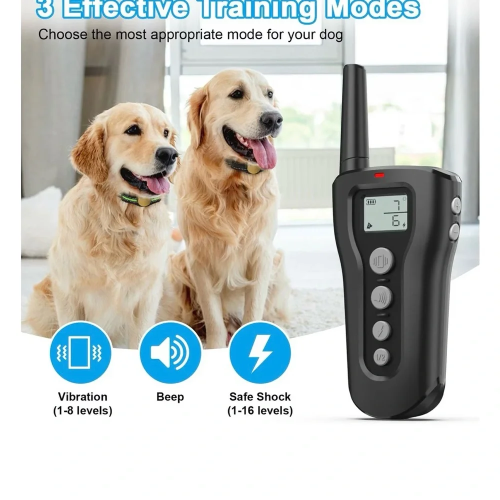 Casfuy 1000-ft Remote Rechargeable Waterproof Dog Training Collar‎ 2 Count